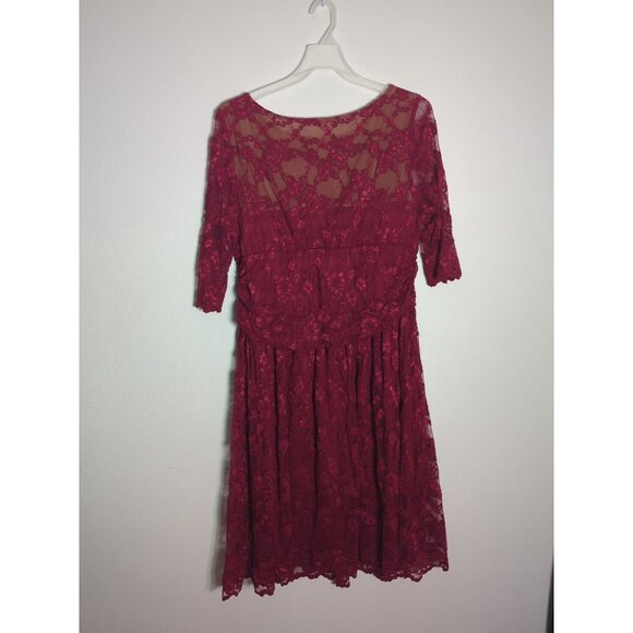 Kiyonna Womens Dress Lace Red Burgundy Maroon Christmas Holiday Plus Size 3X - Picture 11 of 12